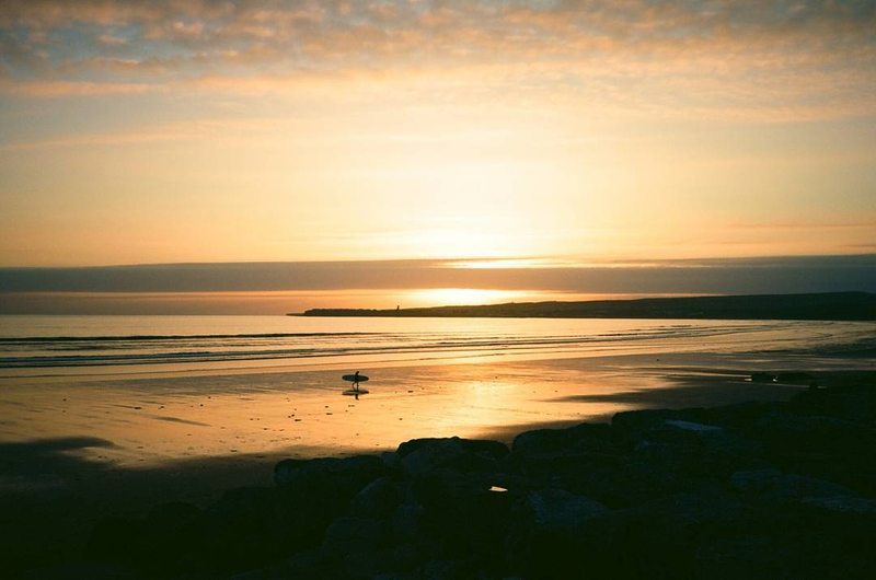 Sunset surf session on Lahinch Beach, Co. Clare Ireland